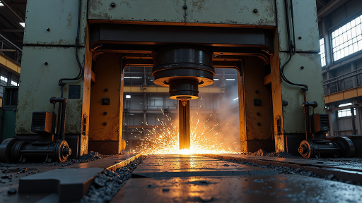 工业设备组装现场，精密铸件产品安装在大型机械上